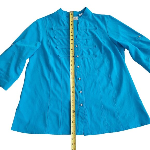 Women's Blouse Kathy Che Stretch Button Down Top14/16 W - Picture 7 of 7